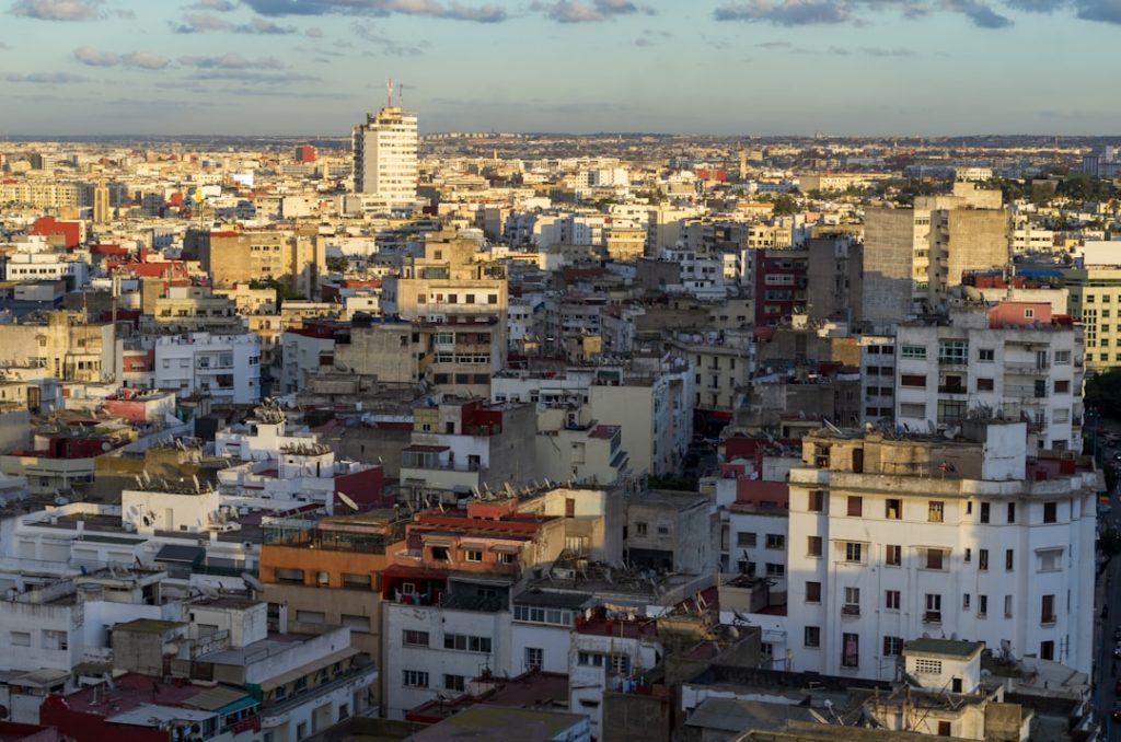 a view of a city from the top of a building